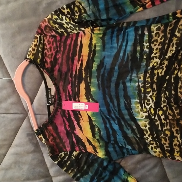 Mechant Sheer Tie Dye Animal Print Tunic  Sz Med - Picture 2 of 6